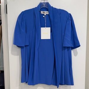 Diane Von Furstenberg Vibrant Blue Open Blouse
